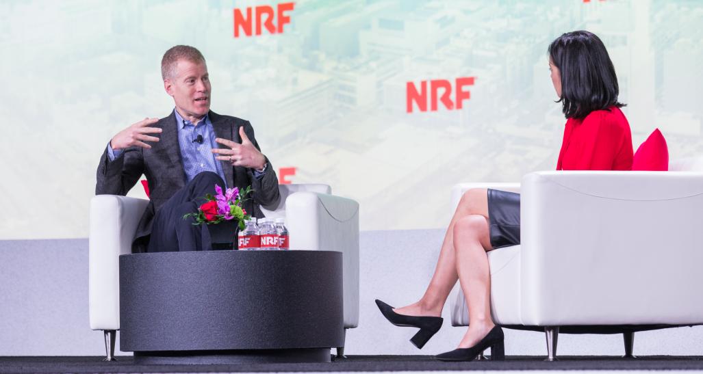 Erik Nordstrom speaks on stage at NRF 2020