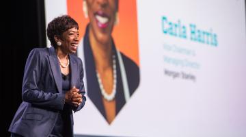 Carla Harris speaks on stage at NRF PROTECT in Anaheim