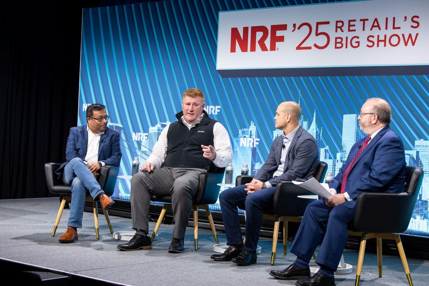 Leaders speaking on stage at NRF 2025.