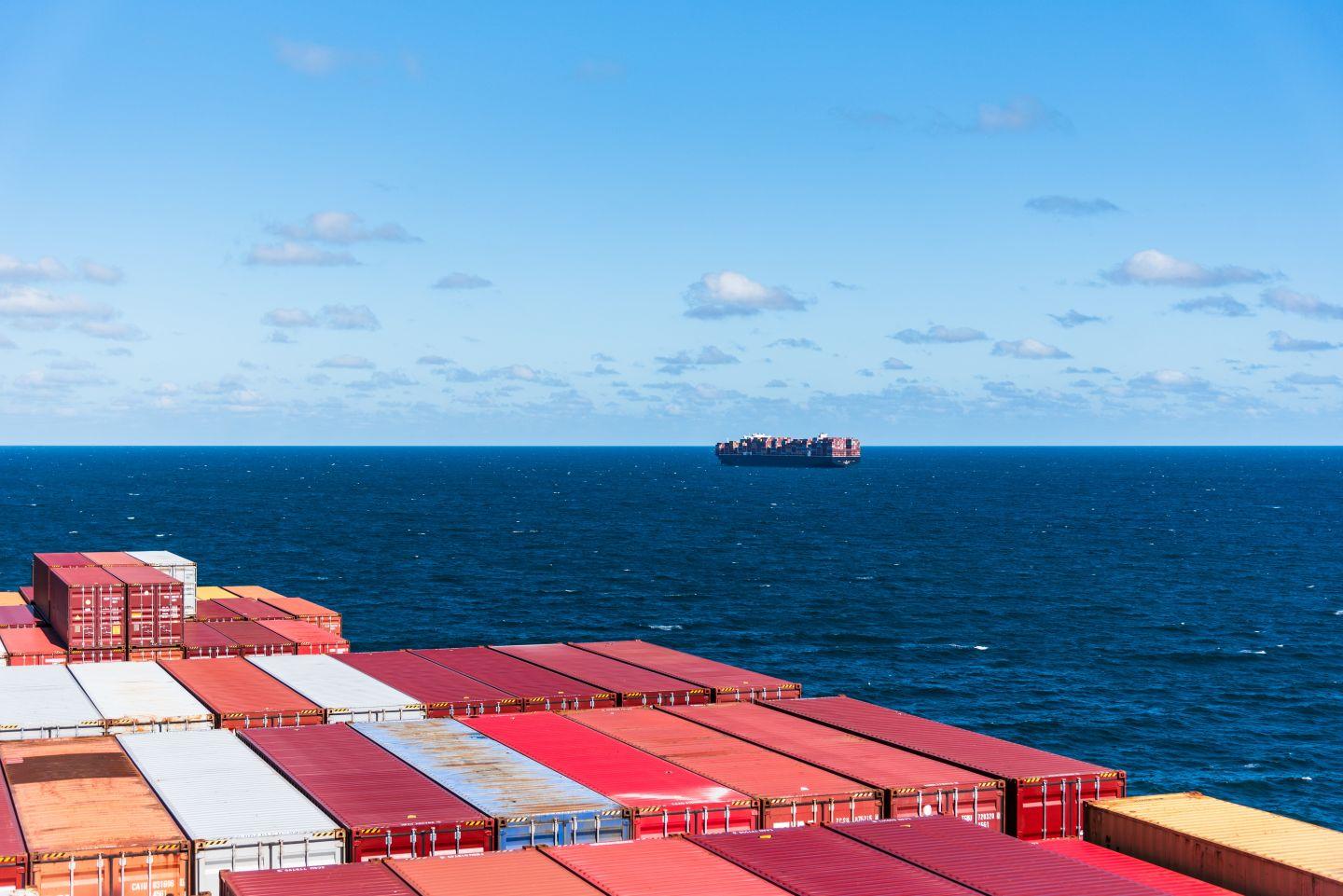Containers stacked on the port.