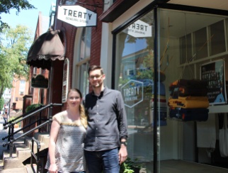 Hallie and Mark Burrier outside Treaty General Store in Frederick