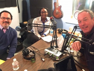 Hosts Bill Thorne (right) and Shaquayla Mims (center) discuss the latest research on Generation Z with NRF’s Mark Mathews (left).