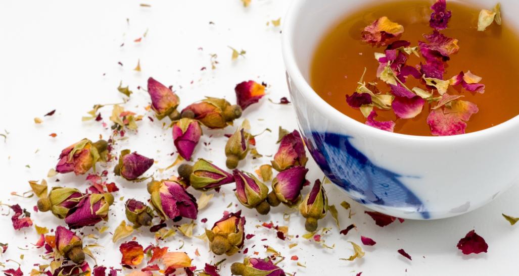 Cup of tea with flowers infused