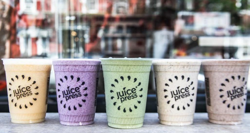 four smoothies at Juice Press NYC location