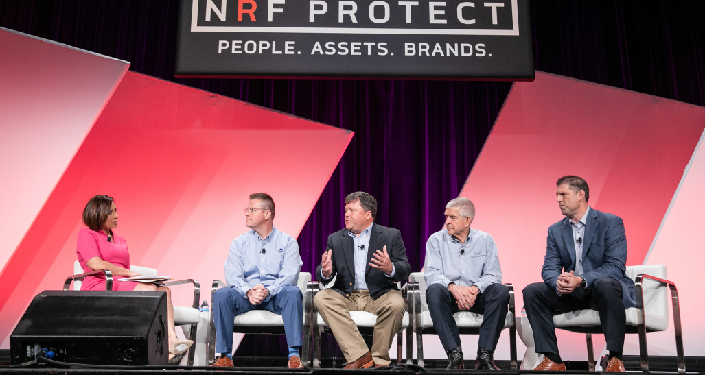 retail to the rescue panel on stage at NRF Protect in Dallas