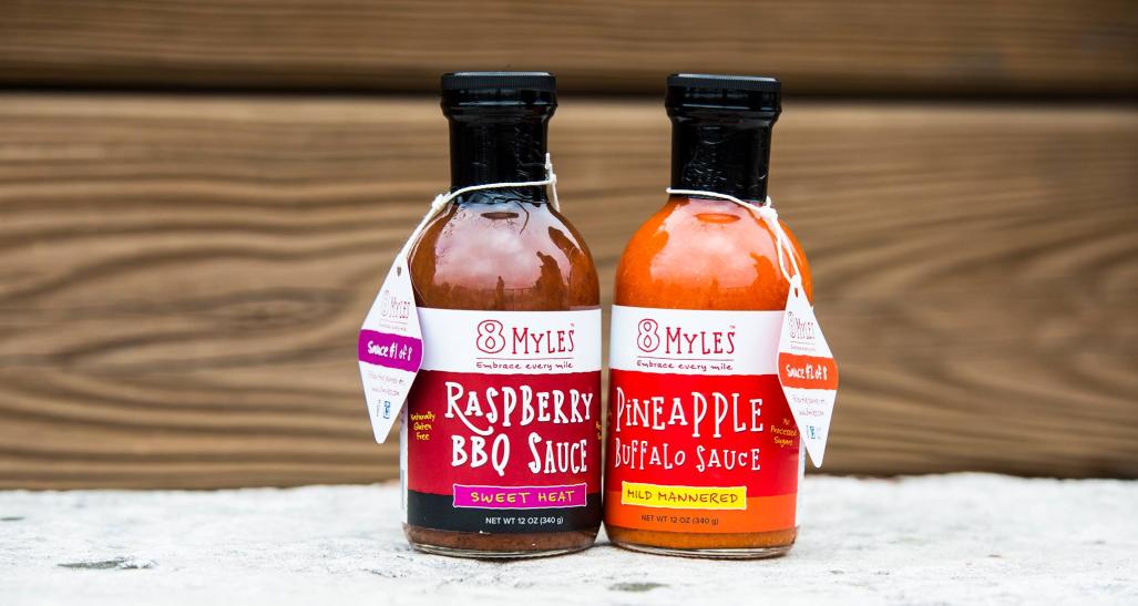 Two of the featured sauces from the 8 myles sauce line