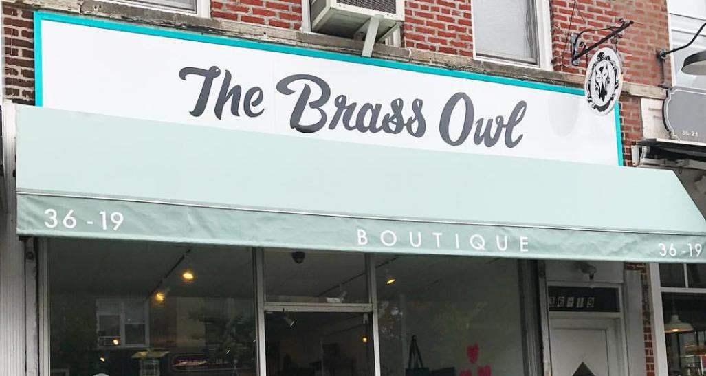 Storefront of the Brass Owl, located in Brooklyn, NYC