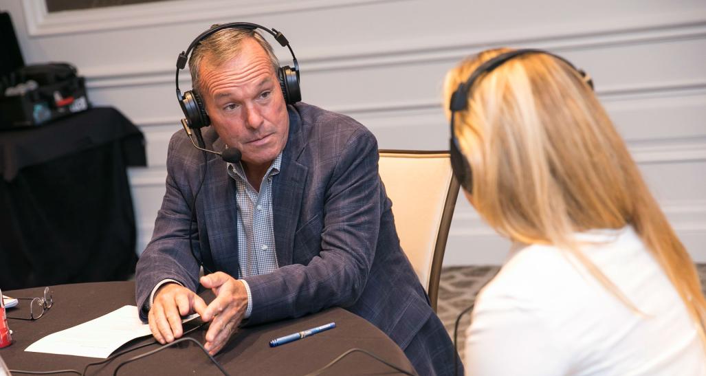 NRF's Bill Thorne records a podcast with Michelle Kelly