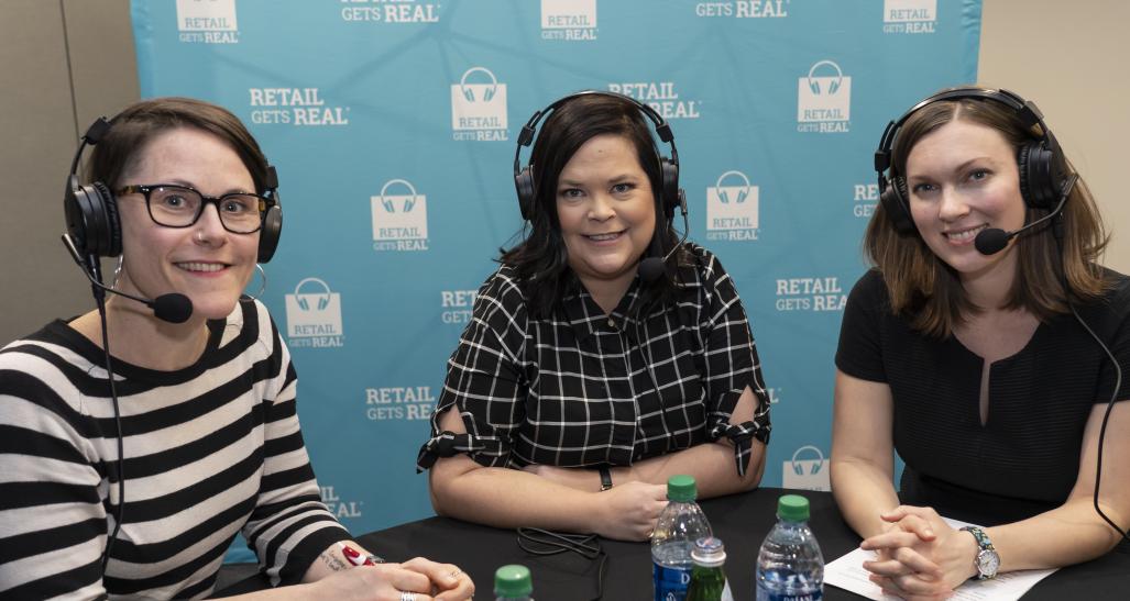 Kris Stewart, Andrea Bell and Jen Overstreet recording a podcast