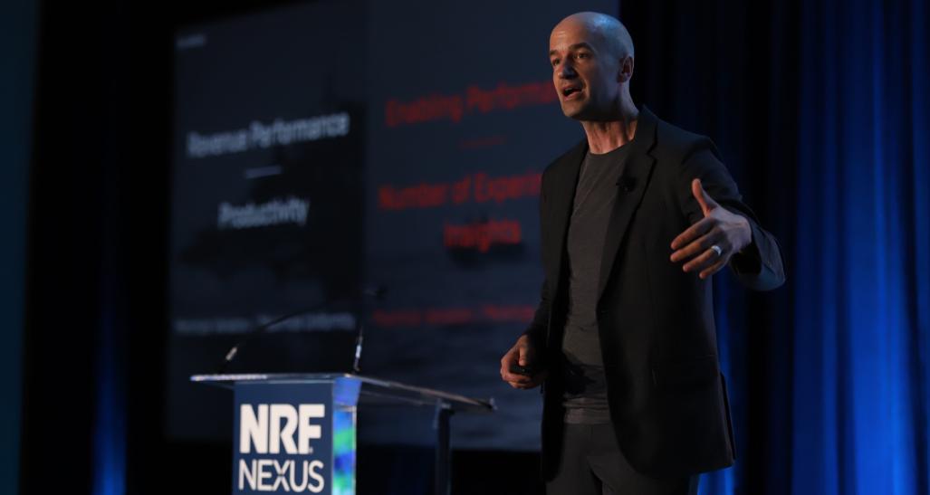 Pascal Finette speaks on stage at NRF Nexus 2022