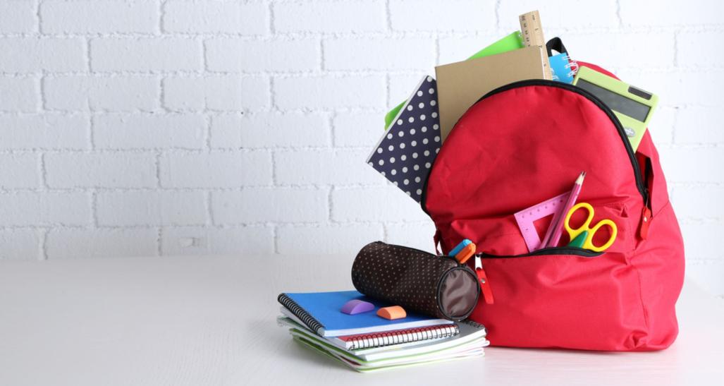 A backpack and school supplies.
