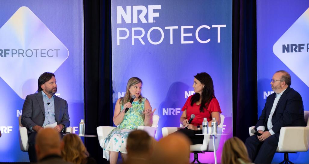 Liz Burkholder, Angela Hoffman, Jon Gold and Jason Straczewski speaking at NRF PROTECT.