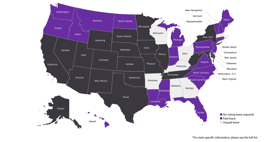 USA paid time off voting chart