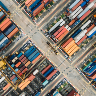 shipping yard with colorful shipping containers