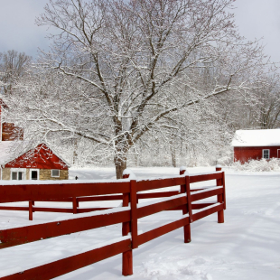 Snowy farm in Wisconsin