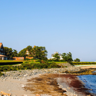 A lakefront house along the coast of Rhode Island.