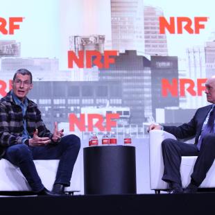 Chip Bergh of Levi's and NRF's Matthew Shay on stage at NRF 2019
