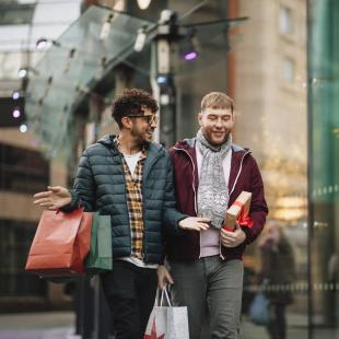 Two men shop during the holiday season