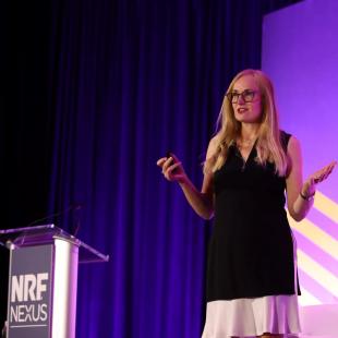 Kate Ancketill speaking at NRF Nexus 2023.