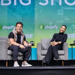 BÉIS' Shay Mitchell, Glossier's Kyle Leahy and Shopify's Harley Finkelstein at NRF 2024: Retail's Big Show.