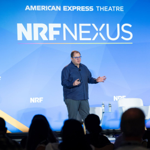 Jason “Retailgeek” Goldberg speaking at NRF Nexus 2024.
