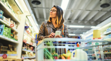 A woman shops in grocery store