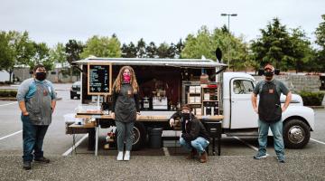 Coffee food truck with staff