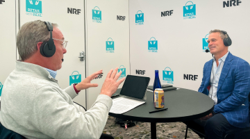 Petco CEO Ron Coughlin records an episode of NRF's Retail Gets Real podcast