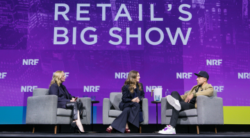 Drew Barrymore and Shae Hong speaking at NRF 2024:Retail's Big Show.