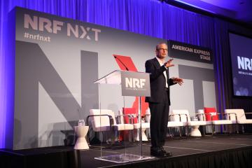 Harvard's Jeffrey Rayport delivering opening remarks at NRF NXT